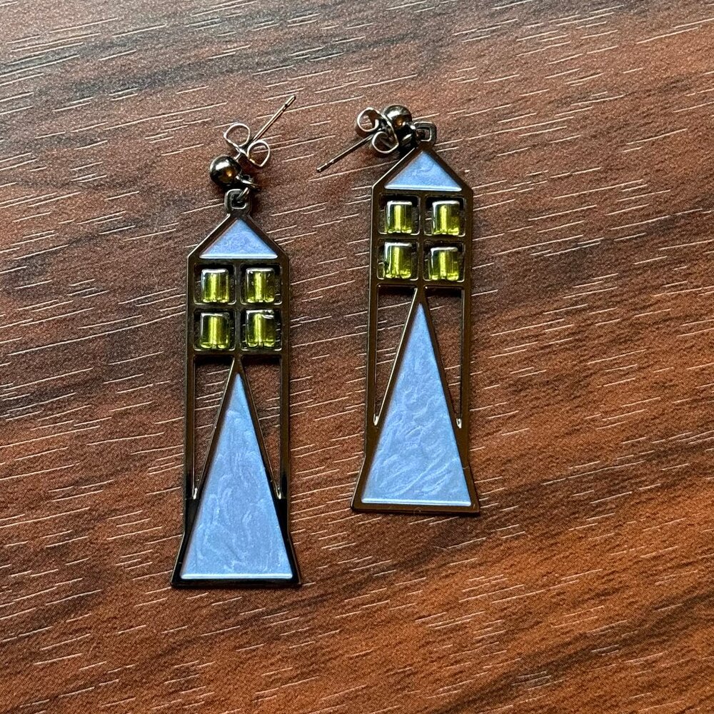 Louis H. Sullivan Babson Window Enamel Earrings